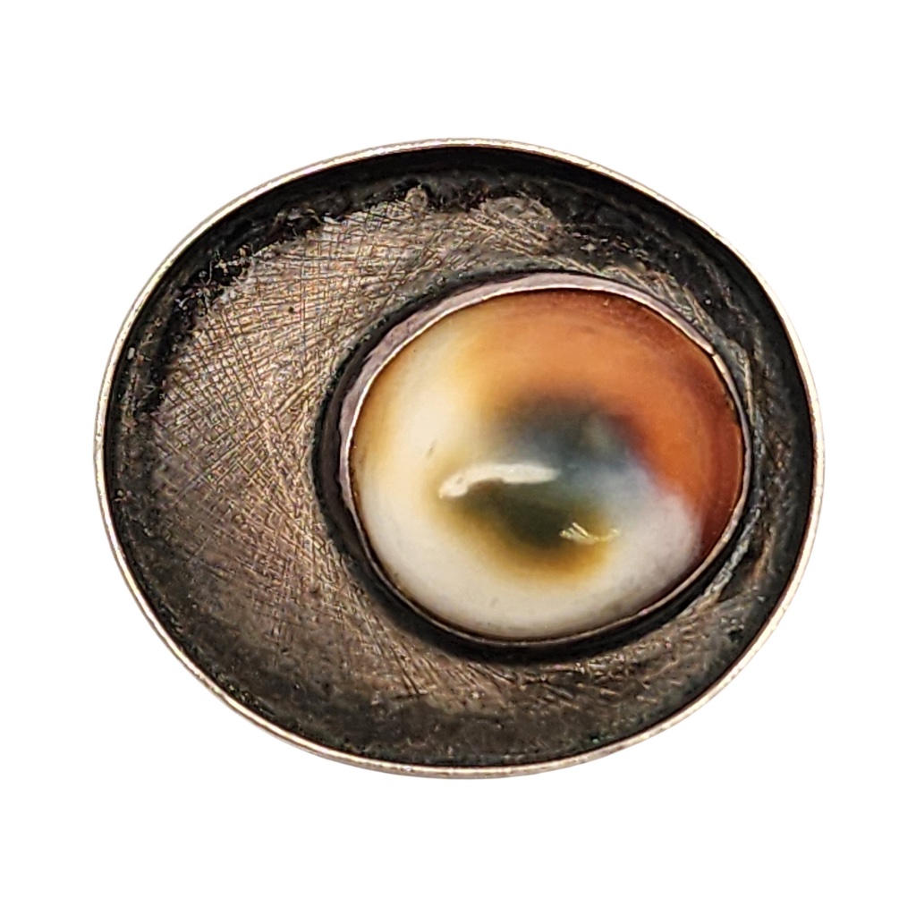 Native American Silver Operculum Shell Tie Tack #16718